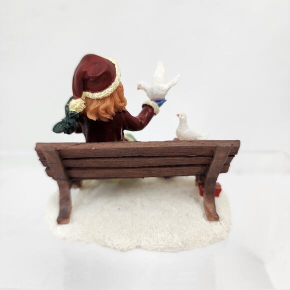 2 pc Mervyns Village Square Country Couple Accordion & Girl Bench Feeding Birds - Picture 6 of 7